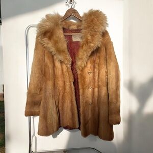 Luxurious vintage red fox fur coat